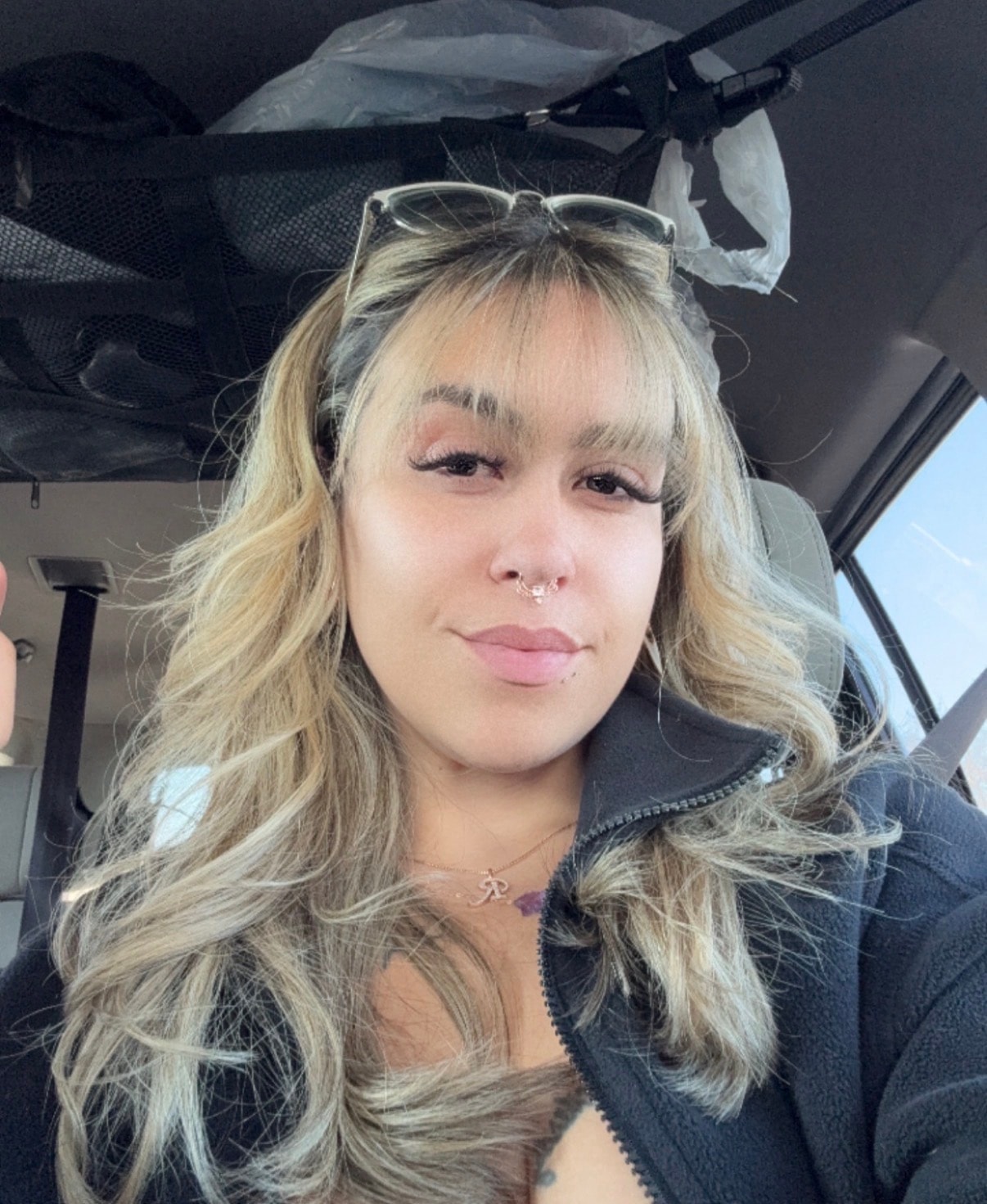 Chechi car selfie smiling